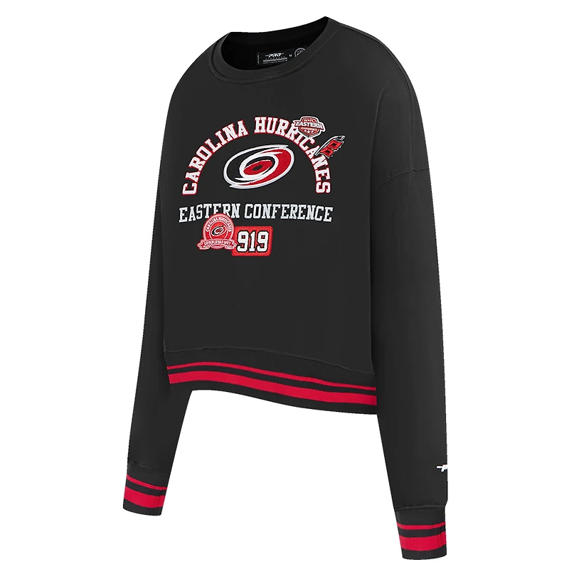 Women's Pro Standard  Black Carolina Hurricanes Area Code Cropped Pullover Sweatshirt