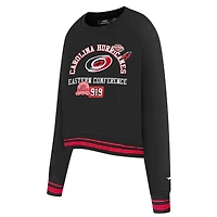 Women's Pro Standard  Black Carolina Hurricanes Area Code Cropped Pullover Sweatshirt