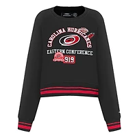 Women's Pro Standard  Black Carolina Hurricanes Area Code Cropped Pullover Sweatshirt