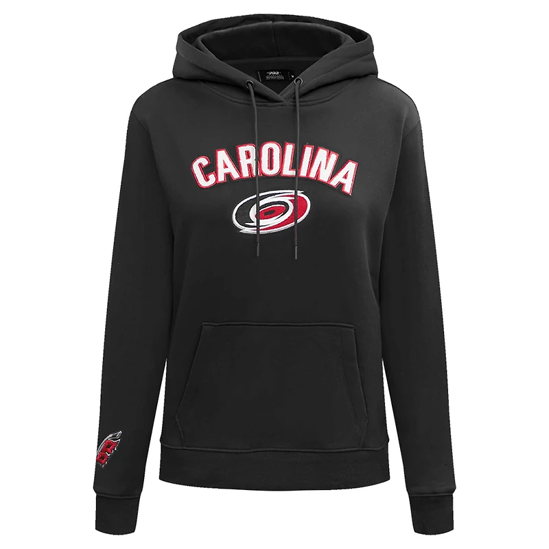 Chandail à capuchon en chenille classique Pro Standard noir des Hurricanes de la Caroline pour femmes