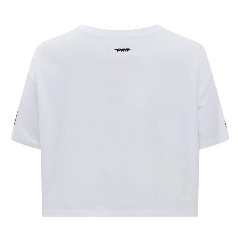 T-shirt court Pro Standard blanc pour femmes des Hurricanes de la Caroline Boxy Script Tail