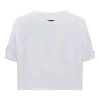 T-shirt court Pro Standard blanc pour femmes des Hurricanes de la Caroline Boxy Script Tail