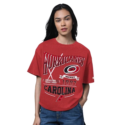 Women's Starter Heather Red Carolina Hurricanes Oversized Hall of Fame T-Shirt