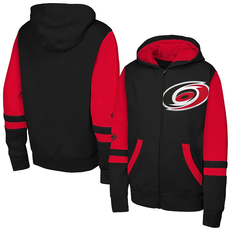 Sweat à capuche zippé pour jeunes, noir, Carolina Hurricanes Face Off