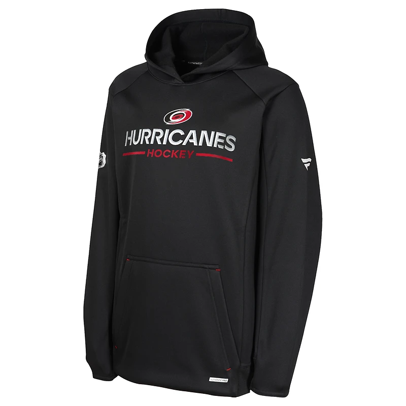 Youth Fanatics Black Carolina Hurricanes Authentic Pro Rink Raglan Hoodie