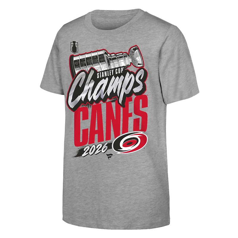 Youth Fanatics Heather Gray Carolina Hurricanes 2026 Stanley Cup Champions Authentic Locker Room T-Shirt