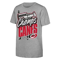 Youth Fanatics Heather Gray Carolina Hurricanes 2026 Stanley Cup Champions Authentic Locker Room T-Shirt