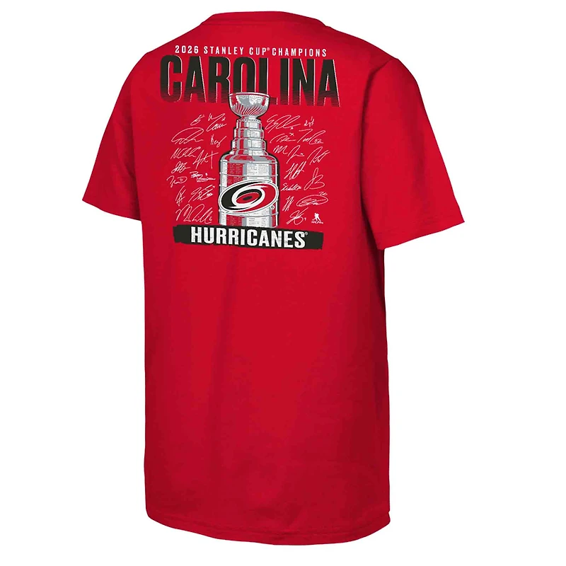 Youth Fanatics Red Carolina Hurricanes 2026 Stanley Cup Champions Signature Roster T-Shirt