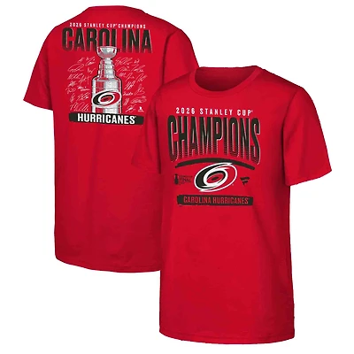 Youth Fanatics Red Carolina Hurricanes 2026 Stanley Cup Champions Signature Roster T-Shirt