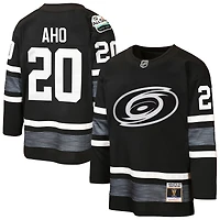 Maillot de puissance Mitchell & Ness pour enfant Sebastian Aho, noir, des Hurricanes la Caroline, match étoiles 2019