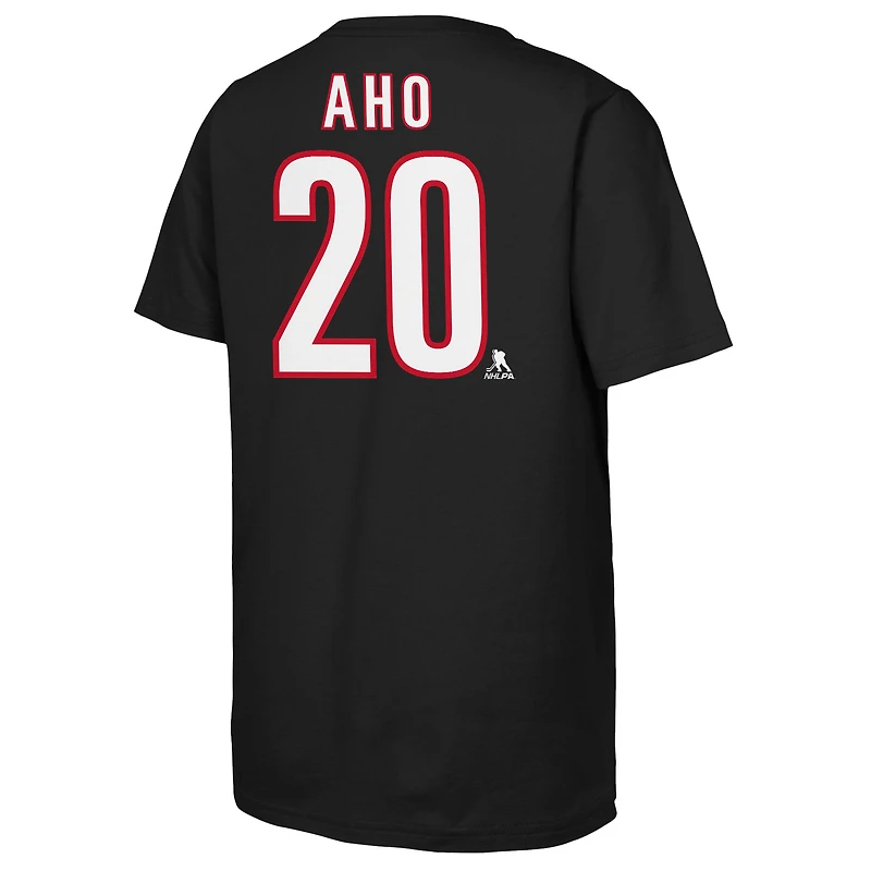 Youth Outerstuff Sebastian Aho Black Carolina Hurricanes 2026 Stanley Cup Champions Name & Number T-Shirt