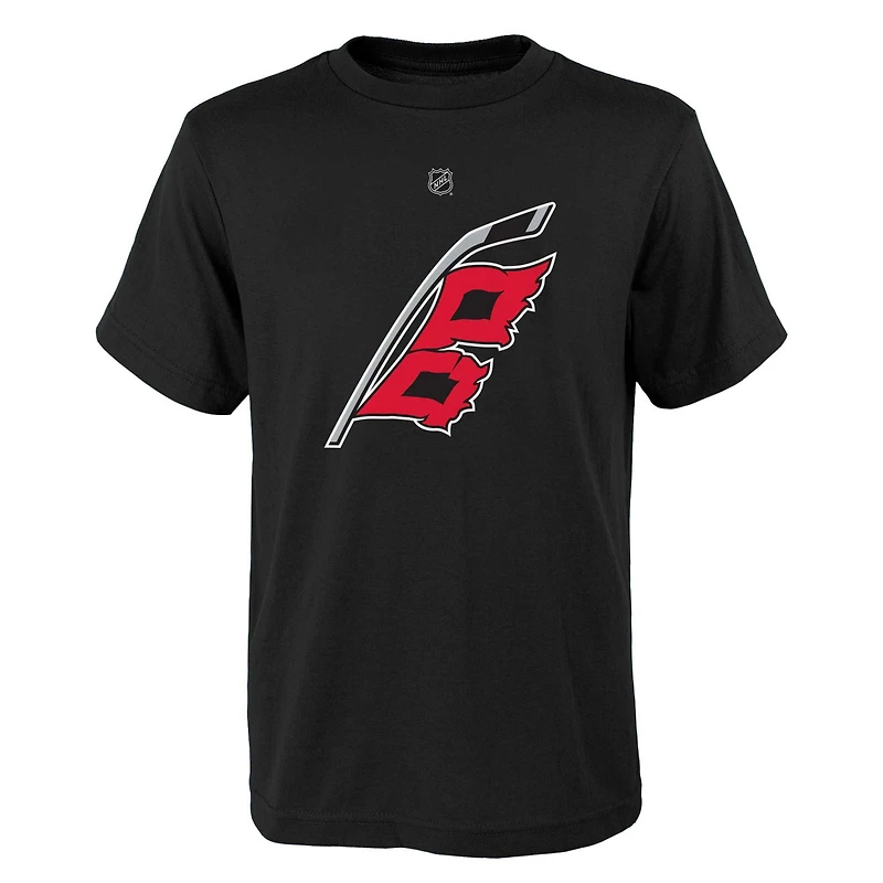 T-shirt avec nom et numéro de joueur des Hurricanes la Caroline noirs Sebastian Aho pour jeunes