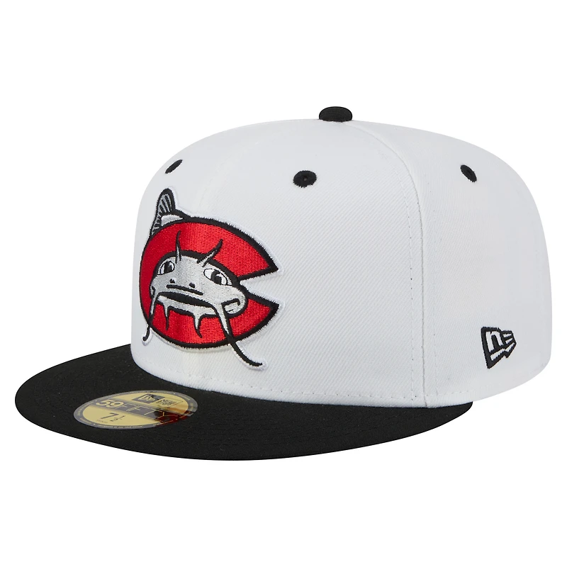 Men's New Era  White/Black Carolina Mudcats Authentic Collection 59FIFTY Fitted Hat