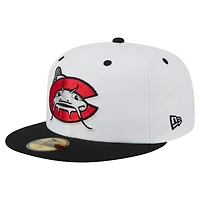 Men's New Era  White/Black Carolina Mudcats Authentic Collection 59FIFTY Fitted Hat