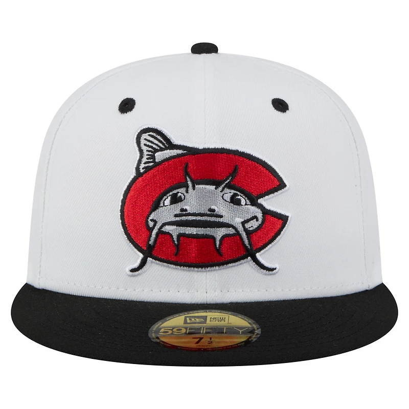 Men's New Era  White/Black Carolina Mudcats Authentic Collection 59FIFTY Fitted Hat