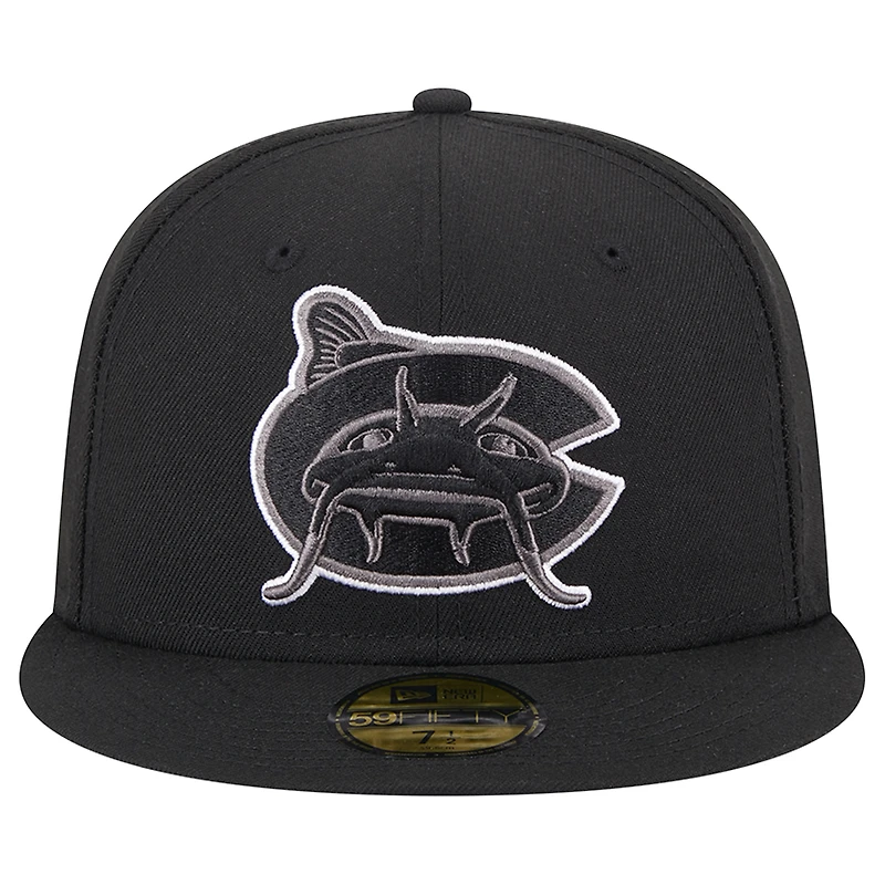 Casquette ajustée 59FIFTY Blackout des Carolina Mudcats de New Era pour homme
