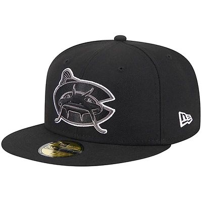 Casquette ajustée 59FIFTY Blackout des Carolina Mudcats de New Era pour homme