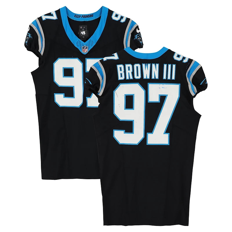 Bobby Brown III Carolina Panthers Game-Used #97 Black Nike Jersey vs. Los Angeles Rams on January 10, 2026