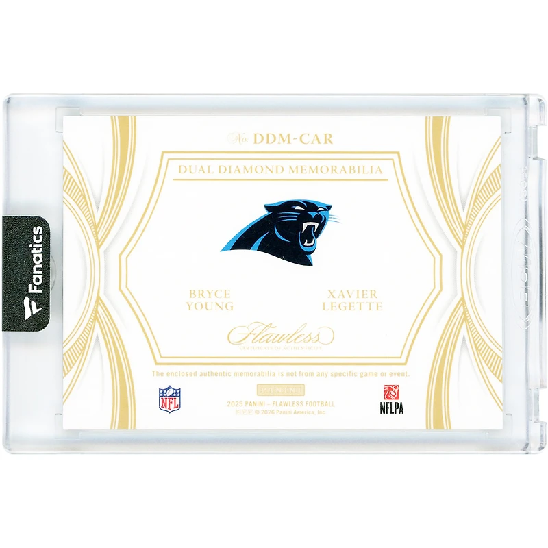Bryce Young & Xavier Legette Carolina Panthers 2025 Panini Flawless Dual Diamond Relics #DDM-CAR #2/25 Card