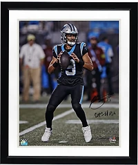 Bryce Young Carolina Panthers Autographed 16" x 20" Vertical Passing in Black Jersey Photograph with "2023 #1 Pick" Inscription