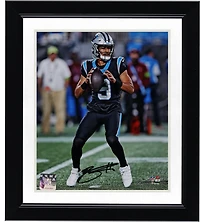 Bryce Young Carolina Panthers Autographed 8" x 10" Vertical Passing in Black Jersey Photograph