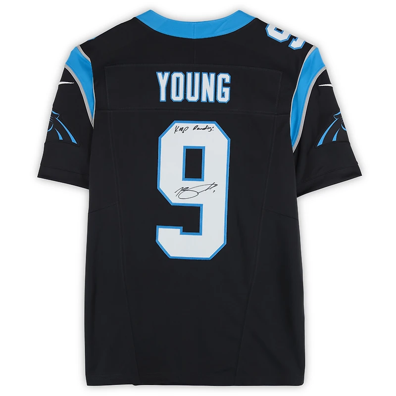 Maillot Nike Vapor F.U.S.E. noir dédicacé par Bryce Young des Carolina Panthers, édition limitée, avec l'inscription « Keep Pounding »