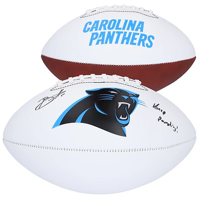Ballon de football Franklin White Panel autographié par Bryce Young, Carolina Panthers, avec l'inscription « Keep Pounding »