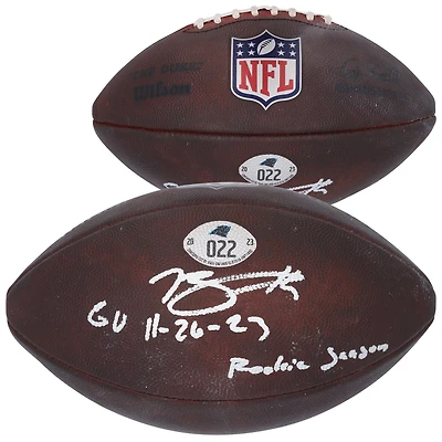 Ballon de football américain dédicacé par Bryce Young, Carolina Panthers, lors du match contre les Tennessee Titans le 26 novembre 2023, avec plusieurs inscriptions - n° 22
