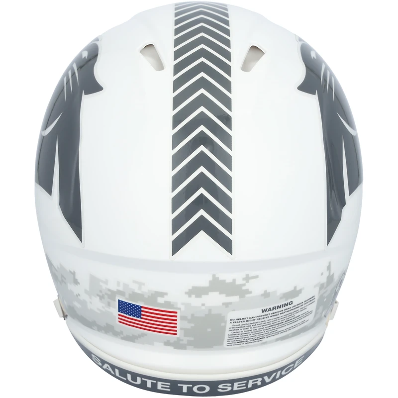 Casque Riddell authentique autographié par Bryce Young Carolina Panthers 2024 Salute To Service Speed ​​avec inscription « Keep Pounding »