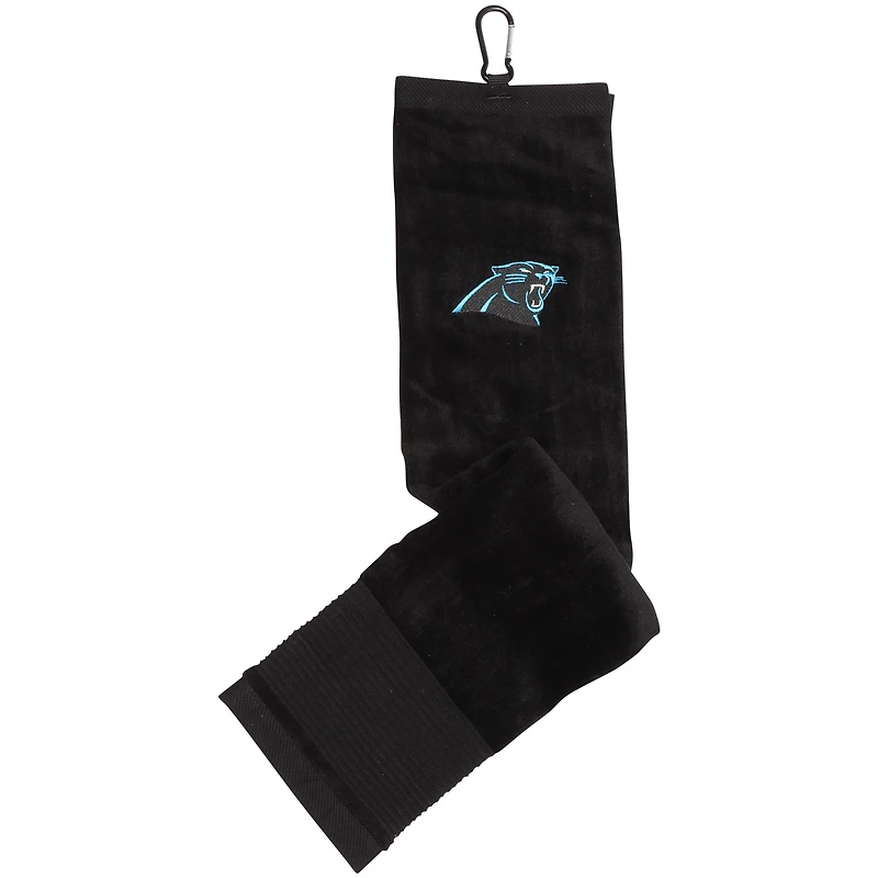 Serviette de toilette à trois volets Carolina Panthers 16" x 24" (40,6 x 61 cm) avec visage et logo du club