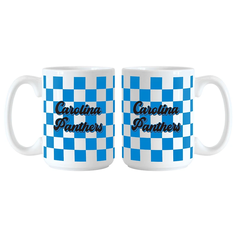 Lot de 2 tasses à motif de damier de 15 oz des Carolina Panthers