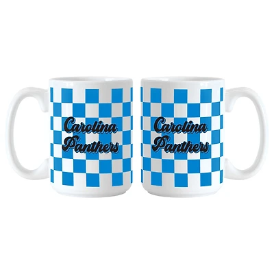 Lot de 2 tasses à motif de damier de 15 oz des Carolina Panthers