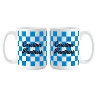 Lot de 2 tasses à motif de damier de 15 oz des Carolina Panthers