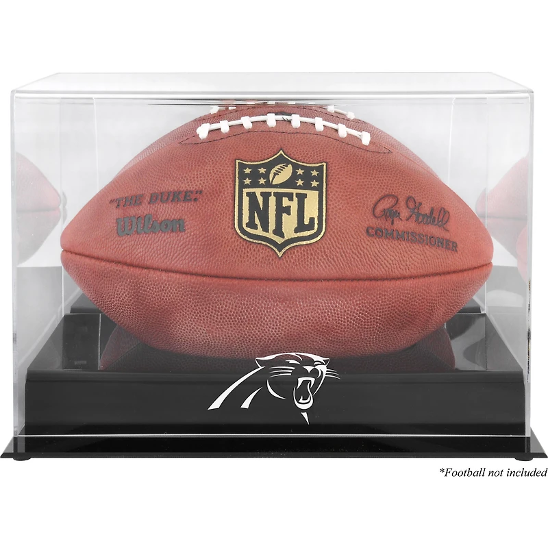 Vitrine de présentation du logo de football à base noire des Carolina Panthers avec dos miroir