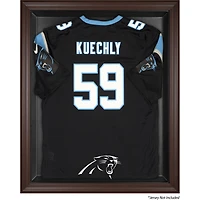 Vitrine de présentation du maillot avec logo encadré marron des Carolina Panthers