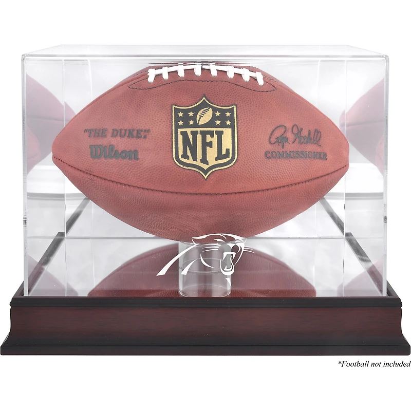 Carolina Panthers Mahogany Football Logo Display Case with Mirror Back