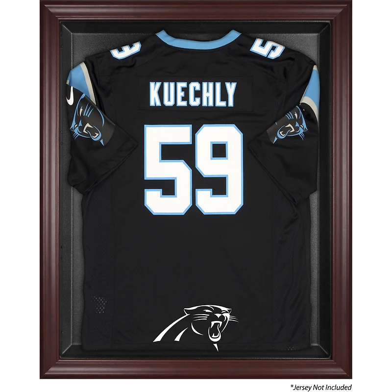 Vitrine de présentation encadrée en acajou pour maillots des Carolina Panthers
