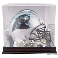 Vitrine de présentation du logo du casque des Carolina Panthers en acajou avec dos miroir