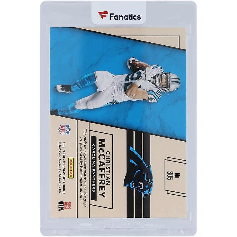 Christian McCaffrey Carolina Panthers Autographed 2017 Panini Gold Standard Prime Jumbo Materials 2 Color Relic Autograph #305 #10/25 Rookie Card