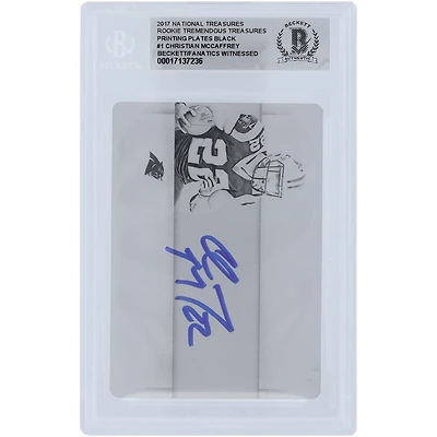 Christian McCaffrey Carolina Panthers Autographed 2017 Panini National Treasures Rookie Tremendous Treasures Black Printing Plate #1 #1/1 Beckett Fanatics Witnessed Authenticated Rookie Card 