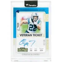 Christian McCaffrey Carolina Panthers Autographed 2021 Panini Contenders Clear Veteran Ticket #VT-CMC #3/10 Card