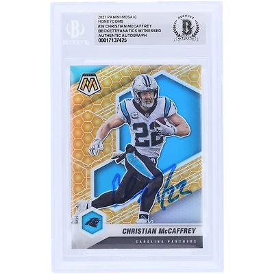 Christian McCaffrey Carolina Panthers Autographed 2021 Panini Mosaic Honeycomb #36 Beckett Fanatics Witnessed Authenticated Card 