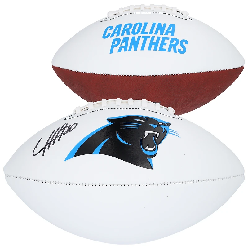 Ballon de football Franklin White Panel autographié par Chuba Hubbard Carolina Panthers