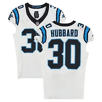 Maillot blanc Nike n° 30 porté par Chuba Hubbard (Carolina Panthers) lors du match contre les New England Patriots le 28 septembre 2025