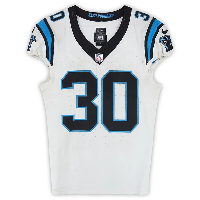 Chuba Hubbard Carolina Panthers Game-Used #30 White Nike Jersey vs. New York Jets on October 19, 2025 