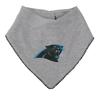 Ensemble bavoir et bottillons pour nouveau-né bébé noir/gris chiné Carolina Panthers All The Love