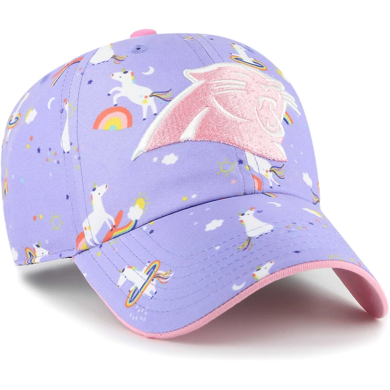 Bonnet réglable pour fille d'âge préscolaire '47 Lavande Carolina Panthers Unicorn Clean Up