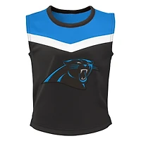 Ensemble deux pièces de pom-pom girl Spirit Carolina Panthers noirs pour filles d'âge préscolaire avec bloomers