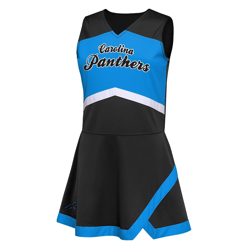 Girls Preschool Black Carolina Panthers Two-Piece Cheer Captain Jumper Dress with Bloomers Set