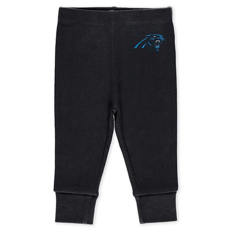 Infant & Newborn WEAR by Erin Andrews Carolina Panthers Three-Piece Turn Me Around Bodysuits Pant Set
